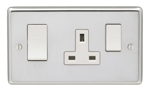 45A DP Cooker Unit. SWITCH & 13A SOCKET POLISHED CHROME WHITE Interior