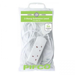 2 GANG EXTENSION LEAD 2M, PIFCO PIF2034