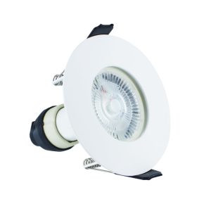EVOFIRE 85 Fire-Rated Downlight – 70mm Cutout, IP65, White Round, incl. GU10 Holder (Integral)