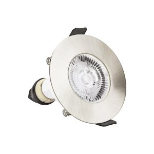 Evofire 85 Fire-Rated Downlight – 70mm Cutout, IP65, Satin Nickel, Round, incl. GU10 Holder (Integral)