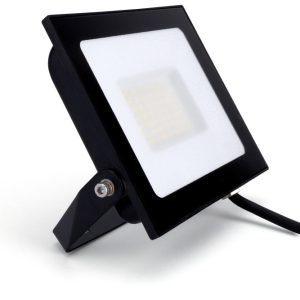 Compact Slim Floodlight 50W 5000lm 4000K 120° Beam 100lm/W IP65 IK08 Integral LED Black