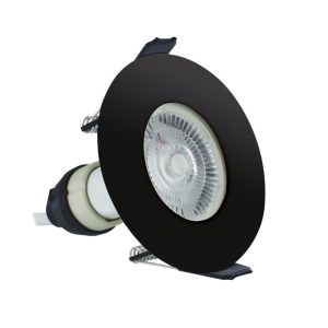 Evofire 85 Fire-Rated Downlight – 70mm Cutout, IP65, Black Round, incl. GU10 Holder (Integral)