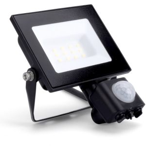 Compact Slim Floodlight PIR 10W 1000lm 4000K 120° Beam IP65 IK08 Integral LED Black