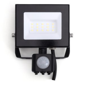 Alternative view of Compact Slim Floodlight PIR 10W 1000lm 4000K 120° Beam IP65 IK08 Integral LED Black