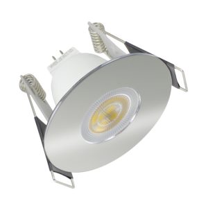 Evofire Mini 64 Fire-Rated Downlight – 45mm Cutout, IP65, Polished Chrome Round (Integral)