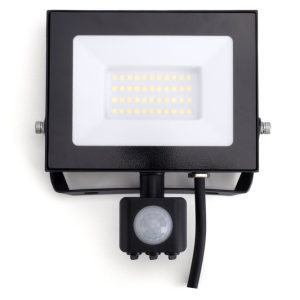 Alternative view of Compact Slim Floodlight PIR 30W 3000LM 4000K 120° Beam 100LM/W IP65 IK08 Integral LED Black