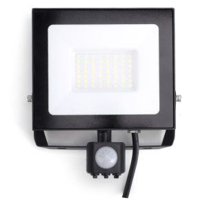 Alternative view of Compact Slim Floodlight PIR 50W 5000lm 4000K 120° Beam 100lm/W IP65 IK08 Integral LED Black